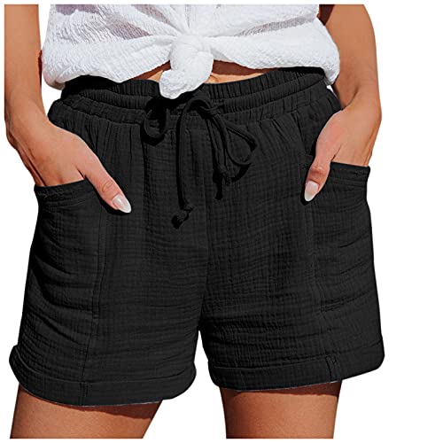 Kurze Hose Damen -Shorts Damen Sommer -Sporthose Damen Kurz Laufshorts Sweatshorts Gym Fitness Jogginghose Teenager Mädchen Lockere Hosen Yogahose mit Kordelzug und Taschen Damenshorts für Frauen von LOSSLO