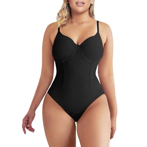 Shapewear Damen Bauchweg ,Bodysuit Women Figurformender Body Shaper mit Bügel Taillenmieder Shaping Miederbody Effektive Shape Body Stark Formend Tanga mit Verstellbarer Schultergurt Bodys Frauen von LOSSLO