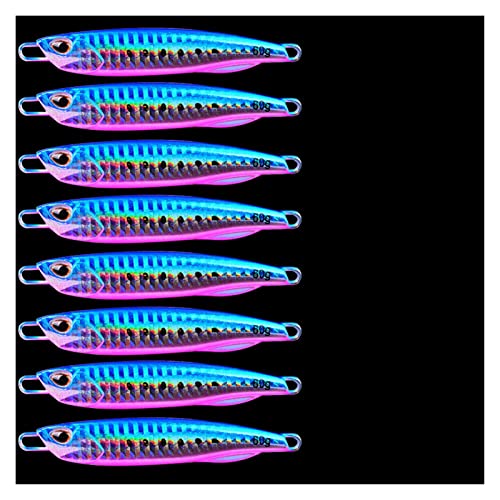 MINGSHAN 8 Teile/los Jigging locker Angelköder Metall Spinner Löffel Fisch Köder Jigs Japan Angelgerät Pesca Bass Thunfischforellen Set(Color:F No Hook 8 pcs,Size:20g) von LOUPKC