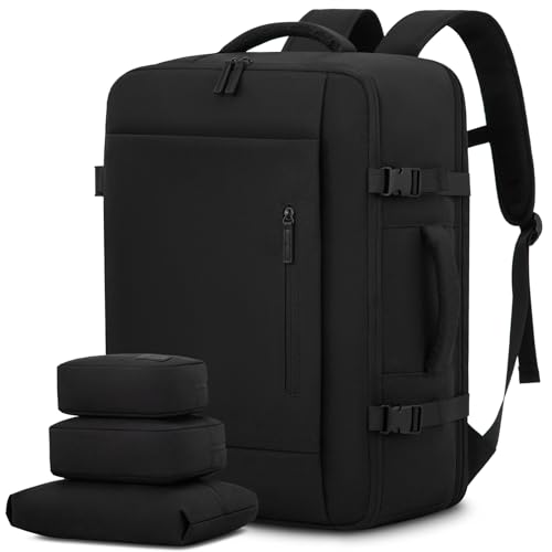 LOVEVOOK Handgepäck Rucksack 45x36x20 für Easyjet, Reiserucksack Flugzeug Klein Tasche Koffer, 15 Zoll Laptop Travel Backpack Carry On Luggage Cabin Bag, Kofferrucksack Herren Damen für Reise Schwarz von LOVEVOOK