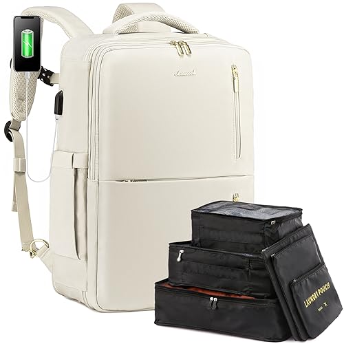 LOVEVOOK Handgepäck Rucksack Flugzeug, Reiserucksack Damen Herren, Travel Backpack mit Schuhfach, Erweiterbarer Business Rucksack 30-40l 18 Zoll Handgepäck 55x40x20 für Reise Arbeit Ferien, Beige LOVEVOOK Handgepäck Rucksack Flugzeug, Reiserucksack Damen Herren, Travel Backpack mit Schuhfach, Erweiterbarer Business Rucksack 30-40l 18 Zoll Handgepäck 55x40x20 für Reise Arbeit Ferien, Beige von LOVEVOOK