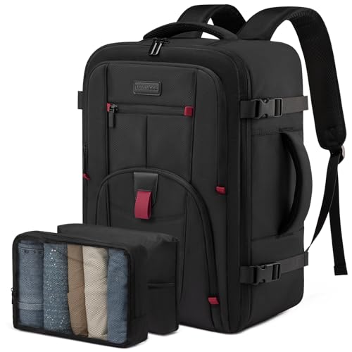 LOVEVOOK Handgepäck Rucksack Flugzeug, Reiserucksack Herren Damen, 17 Zoll Großer Laptop Rucksack, Travel Backpack Carry On Luggage für Männer Frauen Reise Arbeit Business, Schwarz LOVEVOOK Handgepäck Rucksack Flugzeug, Reiserucksack Herren Damen, 17 Zoll Großer Laptop Rucksack, Travel Backpack Carry On Luggage für Männer Frauen Reise Arbeit Business, Schwarz von LOVEVOOK