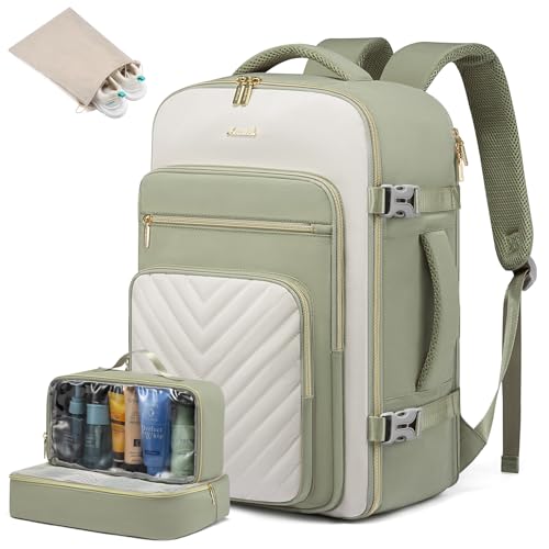 LOVEVOOK Reiserucksack Handgepäck Flugzeug, 40L Rucksack Damen Groß, Wasserdicht Laptop Rucksack 17 Zoll mit Laptopfach, Easyjet Handgepäck 45x36x20 Cabin Bag für Reise Arbeit Wandern, Olivgrün Beige LOVEVOOK Reiserucksack Handgepäck Flugzeug, 40L Rucksack Damen Groß, Wasserdicht Laptop Rucksack 17 Zoll mit Laptopfach, Easyjet Handgepäck 45x36x20 Cabin Bag für Reise Arbeit Wandern, Olivgrün Beige von LOVEVOOK