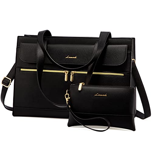 LOVEVOOK Laptop Handtasche Damen, Laptoptasche 15,6 Zoll Shopper Tasche Damen Groß, PU Leder Aktentasche Umhängetasche, Wasserdicht Arbeitstasche Lehrertasche für Business Büro Schule, Schwarz LOVEVOOK Laptop Handtasche Damen, Laptoptasche 15,6 Zoll Shopper Tasche Damen Groß, PU Leder Aktentasche Umhängetasche, Wasserdicht Arbeitstasche Lehrertasche für Business Büro Schule, Schwarz von LOVEVOOK