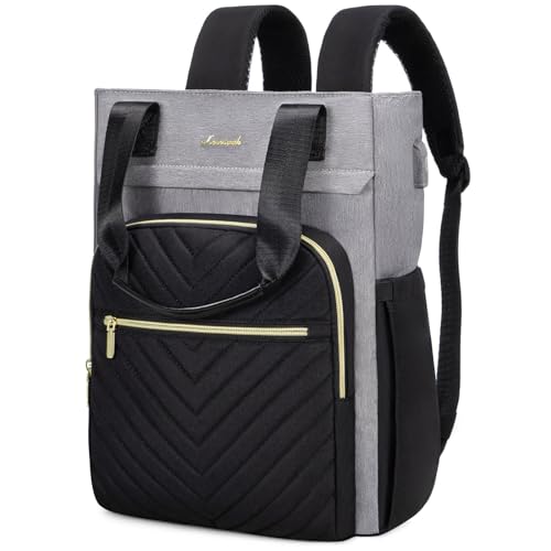 LOVEVOOK Rucksack Damen Elegant 17.3 Zoll Laptop Rucksack Handtasche 2 in 1 Schulrucksack Mädchen Teenager mit Laptopfach Wasserdicht Backpack Women mit USB Casual Daypacks für Schule Reise Business von LOVEVOOK