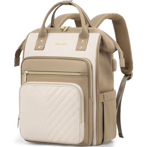LOVEVOOK Rucksack Damen Groß, 17,3 Zoll Laptop Schulrucksack Mädchen Wasserdicht, Elegant Reiserucksack Tagesrucksäcke Arbeitstasche, Schultasche Lehrertasche Backpack Women für Reise Uni Büro, Beige LOVEVOOK Rucksack Damen Groß, 17,3 Zoll Laptop Schulrucksack Mädchen Wasserdicht, Elegant Reiserucksack Tagesrucksäcke Arbeitstasche, Schultasche Lehrertasche Backpack Women für Reise Uni Büro, Beige von LOVEVOOK