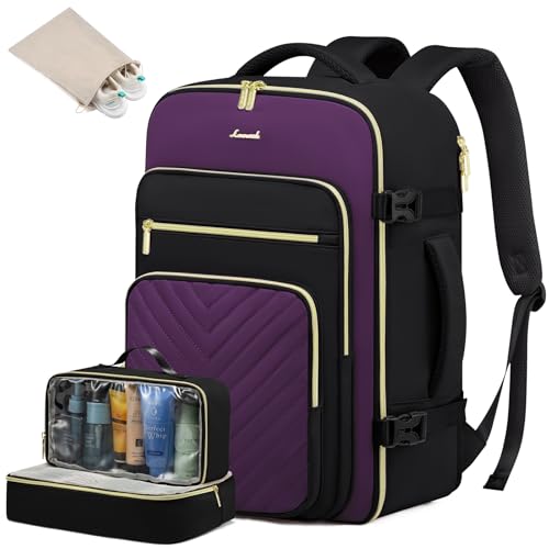 LOVEVOOK Reiserucksack Damen Groß, 40L Handgepäck Rucksack mit 3 Packing Cubes, Wasserdicht Laptop Rucksack 17 Zoll, Travel Backpack Weekender Damen für Reise Arbeit Wandern, Hellviolett LOVEVOOK Reiserucksack Damen Groß, 40L Handgepäck Rucksack mit 3 Packing Cubes, Wasserdicht Laptop Rucksack 17 Zoll, Travel Backpack Weekender Damen für Reise Arbeit Wandern, Hellviolett von LOVEVOOK