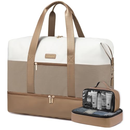 LOVEVOOK Reisetasche Damen Weekender Bag Groß Handgepäck Tasche Sporttasche Kliniktasche Geburt Travel Duffle Bag mit Kulturtasche Schuhfach für Flugzeug Reisen, Beige Khaki LOVEVOOK Reisetasche Damen Weekender Bag Groß Handgepäck Tasche Sporttasche Kliniktasche Geburt Travel Duffle Bag mit Kulturtasche Schuhfach für Flugzeug Reisen, Beige Khaki von LOVEVOOK