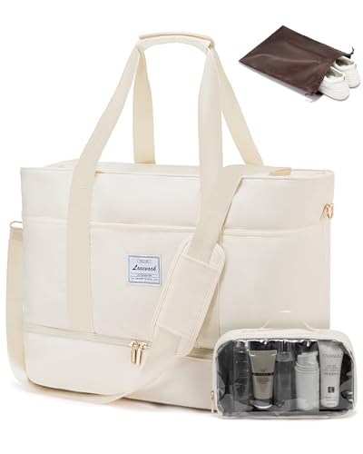 LOVEVOOK Reisetasche Damen, Wasserdicht Weekender Travel Bag mit Schuhfach, Duffle Bag Kliniktasche Geburt Mommy Handgepäck Tasche Saunatasche Gym Sporttasche Schwimmtasche für Reise Ryanair Beige LOVEVOOK Reisetasche Damen, Wasserdicht Weekender Travel Bag mit Schuhfach, Duffle Bag Kliniktasche Geburt Mommy Handgepäck Tasche Saunatasche Gym Sporttasche Schwimmtasche für Reise Ryanair Beige von LOVEVOOK
