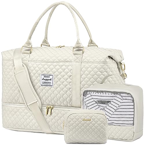 LOVEVOOK Reisetasche Sporttasche Damen Groß Weekender Travel Duffle Bag mit Kulturbeutel Handgepäck Tasche mit Schuhfach Wickeltasche Wasserdicht Strandtasche für Flugzeug Reise Gym Holiday 3 Set von LOVEVOOK