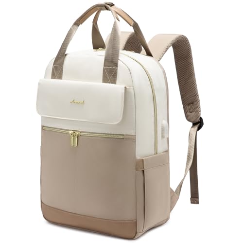 LOVEVOOK Rucksack Damen, 15,6 Zoll Laptop Schulrucksack Teenager Mädchen mit Laptopfach, Wasserdicht Reiserucksack Arbeitstasche Daypack, Schultasche Backpack Women Elegant für Uni Reise Büro, Beige LOVEVOOK Rucksack Damen, 15,6 Zoll Laptop Schulrucksack Teenager Mädchen mit Laptopfach, Wasserdicht Reiserucksack Arbeitstasche Daypack, Schultasche Backpack Women Elegant für Uni Reise Büro, Beige von LOVEVOOK