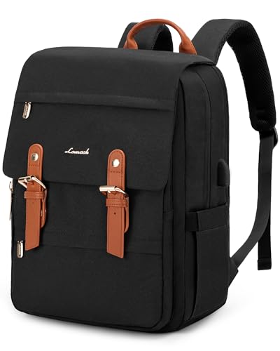 LOVEVOOK Schulrucksack Teenager Mädchen, Rucksack Damen Herren, Wasserdichter Daypack mit Laptop Fach 15.6 Zoll, School Bag Tagesrucksack, Handgepäck für Lehrer Schule Business Reise Schwarz von LOVEVOOK