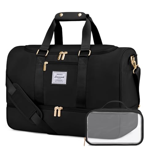 LOVEVOOK Sporttasche Reisetasche Groß, 50L Weekender Damen Reisetaschen mit Kulturtasche, Schuhfach & Nassfach, Wasserdicht Gym Bag Travel Bag, Handgepäck Tasche für Sport Reise Flugzeug, Schwarz LOVEVOOK Sporttasche Reisetasche Groß, 50L Weekender Damen Reisetaschen mit Kulturtasche, Schuhfach & Nassfach, Wasserdicht Gym Bag Travel Bag, Handgepäck Tasche für Sport Reise Flugzeug, Schwarz von LOVEVOOK