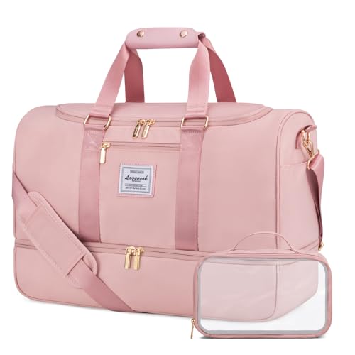 LOVEVOOK Reisetasche Sporttasche 50L, Kliniktasche Geburt Groß Weekender Damen mit Kulturtasche, Schuhfach & Nassfach, Wasserdicht Gym Yoga Bag, Handgepäck Tasche für Reise Flugzeug Camping, Rosa LOVEVOOK Reisetasche Sporttasche 50L, Kliniktasche Geburt Groß Weekender Damen mit Kulturtasche, Schuhfach & Nassfach, Wasserdicht Gym Yoga Bag, Handgepäck Tasche für Reise Flugzeug Camping, Rosa von LOVEVOOK