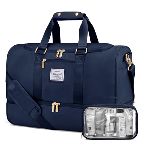 LOVEVOOK Sporttasche Reisetasche Damen, Weekender Travel Bag mit Kulturtasche, Schuhfach & Nassfach, Wasserdicht Carry on Bag Overnight Bag, Handgepäck Tasche für Fitness Urlaub Camping, Blau LOVEVOOK Sporttasche Reisetasche Damen, Weekender Travel Bag mit Kulturtasche, Schuhfach & Nassfach, Wasserdicht Carry on Bag Overnight Bag, Handgepäck Tasche für Fitness Urlaub Camping, Blau von LOVEVOOK