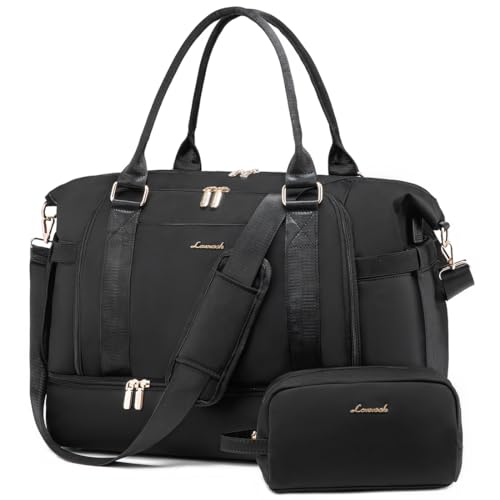 LOVEVOOK Sporttasche Reisetasche Damen, Weekender Travel Duffle Bag mit Kulturtasche, Schuhfach & Nassfach, Wasserdicht Gym Bag Overnight Bag, Handgepäck Tasche für Sport Reisen Flugzeug, Schwarz LOVEVOOK Sporttasche Reisetasche Damen, Weekender Travel Duffle Bag mit Kulturtasche, Schuhfach & Nassfach, Wasserdicht Gym Bag Overnight Bag, Handgepäck Tasche für Sport Reisen Flugzeug, Schwarz von LOVEVOOK