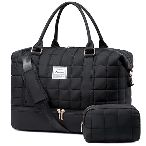 LOVEVOOK Reisetasche Damen, Leicht Puffer Weekender Handgepäck Tasche Kliniktasche Geburt Krankenhaustasche mit Schuhfach & Nassfach, Travel Bag Sporttasche für Flugzeug Reise, Schwarz LOVEVOOK Reisetasche Damen, Leicht Puffer Weekender Handgepäck Tasche Kliniktasche Geburt Krankenhaustasche mit Schuhfach & Nassfach, Travel Bag Sporttasche für Flugzeug Reise, Schwarz von LOVEVOOK