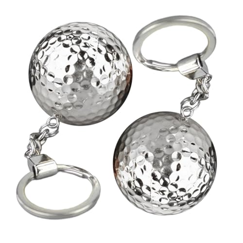 LOVIVER 2 Stück Golfball-Schlüsselanhänger aus Metall zum Aufhängen, Spielzeug, Sportball-Schlüsselanhänger, Auto-Schlüsselanhänger, Taschenanhänger für, Silber LOVIVER 2 Stück Golfball-Schlüsselanhänger aus Metall zum Aufhängen, Spielzeug, Sportball-Schlüsselanhänger, Auto-Schlüsselanhänger, Taschenanhänger für, Silber von LOVIVER