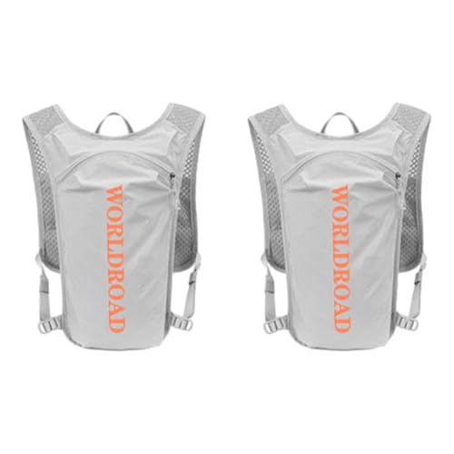 LOVIVER 2-teiliger Trinkrucksack, Trinkrucksack, Leichter Wasserbeutel, Tagesrucksack, Wasserblasentasche für Outdoor-Radfahren, Radfahren, Wandern, Grauorange von LOVIVER