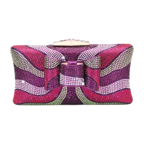 LOVIVER Abendtasche für Damen, glitzernde Strass-Clutch mit Kettenriemen, Schultertasche, Handtasche, Tragetasche für den Abend, Violett von LOVIVER