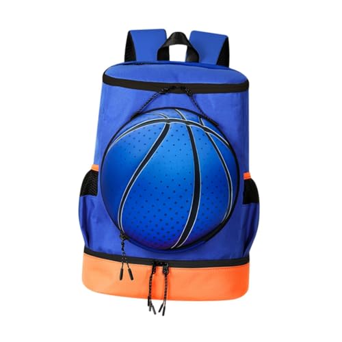 LOVIVER Basketball-Rucksack, Sport-Sporttasche, leicht, tragbar, mit separatem Ballhalter und Schuhfach für Radfahren, Fitness, Blue Orange L Adults von LOVIVER