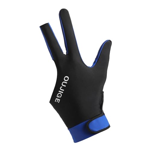 LOVIVER Billardhandschuh, Queue-Sporthandschuh, professionell, atmungsaktiv, für Erwachsene, rutschfeste Show-Handschuhe, 3-Finger-Poolhandschuh für die Linke, blaues Spleißen von LOVIVER