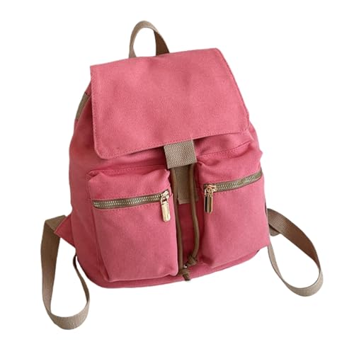 LOVIVER Canvas-Rucksack, ästhetischer Rucksack, Aufbewahrungstasche für Mädchen, Rucksack mit Kordelzug, ROSA von LOVIVER