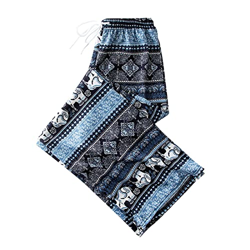 LOVIVER Haremshose Damen Hohe Taille Freizeitkleidung Hippie Elefant Boho Hose für Damen Breites Bein Hippie Hose für Strand Damen Sommer, Blau von LOVIVER