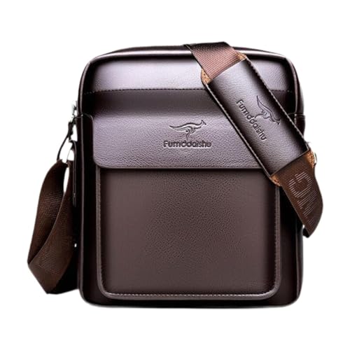 LOVIVER Herren Umhängetasche Modisch mit Reißverschluss Business Tasche für Business Party Büro, Braun 24x21x6cm von LOVIVER