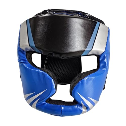 LOVIVER Kopfschutz fürs Boxen, atmungsaktiv, gepolstert, Gesichtsschutz mit vollständiger Abdeckung für Sparring, Taekwondo, Kampfsport, Sanda, Grappling, blau S von LOVIVER