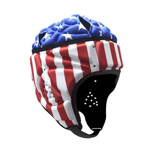 LOVIVER Rugby-Helm, Rugby-Kopfbedeckung, Torwartmütze, stoßfest, weicher Fußballhelm, Rugby-Schutzkappe für Fußball, Baseball, Erwachsene, Flagge von LOVIVER