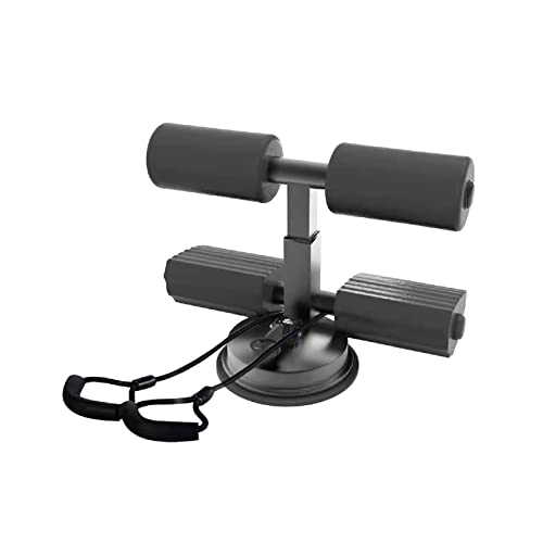 LOVIVER Sit Up Bar Boden Bauchtrainer Tragbares Multifunktionsgerät mit starkem Saugnapf Männer Frauen Sit Up Trainingsgeräte Einstellbare Situp-Hilfe, Schwarz mit Seil von LOVIVER