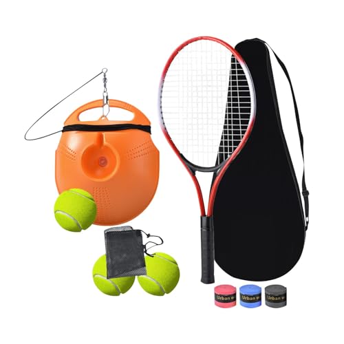 LOVIVER Solo-Tennistrainer, Solo-Tennis-Trainingshilfe mit 3 Saitenbällen, Selbstübungs-Tennis-Trainingsgerät für Anfänger, Frauen und Männer, Rot von LOVIVER