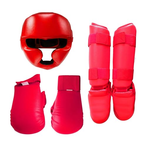LOVIVER Taekwondo-Sparring-Ausrüstungsset, Karate-Handschuhe, Trainingsübungen für Anfänger mit Schienbeinschonern, Schuhwerk, Box-Kopfschutz für Sparring, XL von LOVIVER