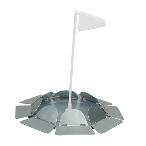 LOVIVER Übungs-Putting-Cup, Putting-Lochplatte mit Flaggenzubehör, tragbares Golfzubehör aus Metall für das Golfüben, Weiße Flagge von LOVIVER