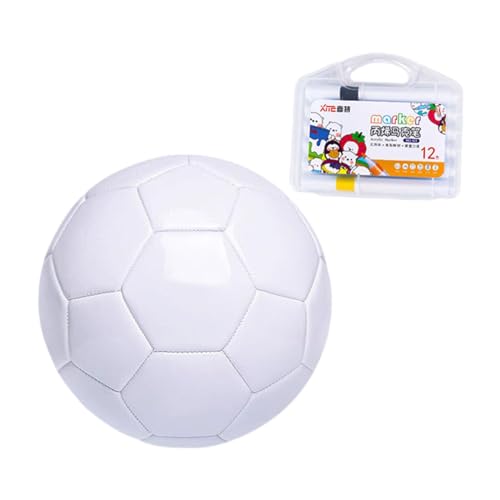 LOVIVER Weißen Fußball bemalen, Fußball-Fußballtraining, Futsal, 5 Größen, DIY-Spielzeug mit Marker, bemalen Sie Ihren Fußball für die Clubparty von LOVIVER
