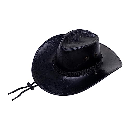 LOVIVER Western-Cowboy-Hut, Cowgirl-Hut, vielseitiger Sonnenhut mit verstellbarem Kinnriemen, langlebige Lederhüte, Jazz-Kappen für Damen und Herren, Schwarz LOVIVER Western-Cowboy-Hut, Cowgirl-Hut, vielseitiger Sonnenhut mit verstellbarem Kinnriemen, langlebige Lederhüte, Jazz-Kappen für Damen und Herren, Schwarz von LOVIVER