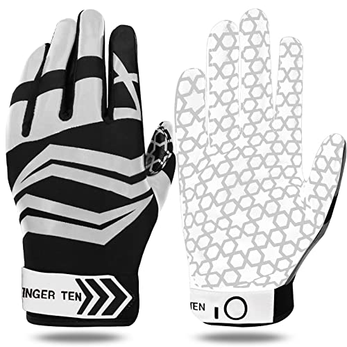 LOVMEAD American Football Handschuhe Erwachsener Jugend Herren Gloves Receiver Empfänger Handschuhe Ultra Stick für Sport Fußball (L, Grau) von LOVMEAD