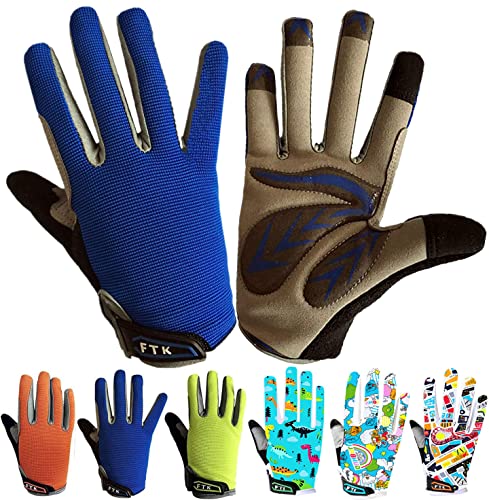 LOVMEAD Fahrradhandschuhe Kinder für Jungen Mädchen Alter 4-12, MTB Handschuhe Paar Outdoor Sport Rennrad Fahrrad Bike Handschuhe Frühling Sommer (XL, Blau) von LOVMEAD