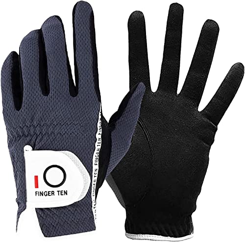 LOVMEAD Golfhandschuhe Herren für Linke Hand 1 Stück, Allwetter Mikrofaser Rain Grip Golf Handschuh Rechtshänder Grau Weicher Komfort Passform Größe ML (Grau- Linke Hand, ML) von LOVMEAD