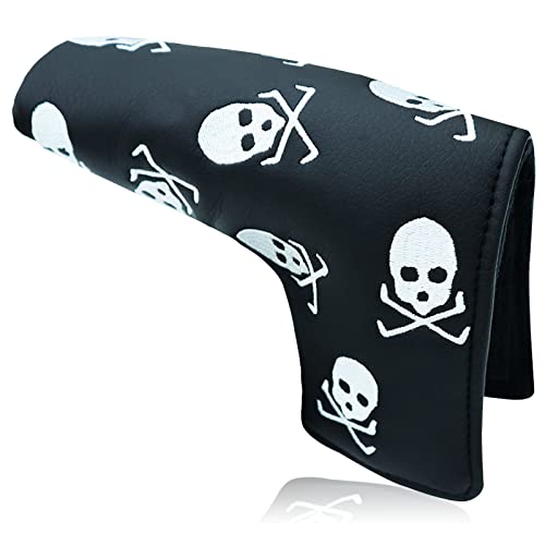Golfschlägerhaube Putter Totenkopf & Vierblättriges Kleeblatt, Leicht Wasserdicht Kunstleder Headcover Putterhaube Kopfbedeckung, Golf Head Covers für Alle Marken Clubs (1 Stück Skelett (Schwarz)) Golfschlägerhaube Putter Totenkopf & Vierblättriges Kleeblatt, Leicht Wasserdicht Kunstleder Headcover Putterhaube Kopfbedeckung, Golf Head Covers für Alle Marken Clubs (1 Stück Skelett (Schwarz)) von LOVMEAD