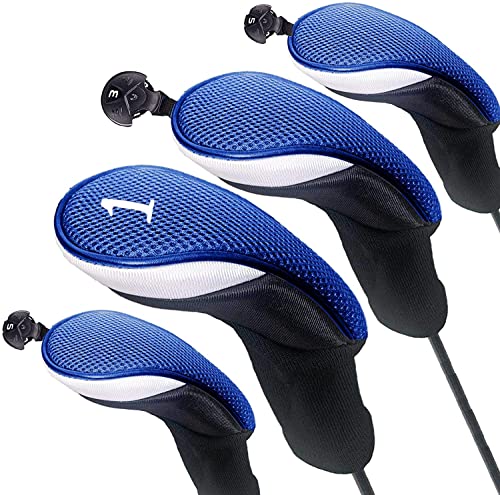 Golfschlägerhauben Driver Golf Club Headcover Set Wert 4 Stück, Langer Hals Schlägerkopfhüllen Hybrid Fairway mit 1 3 5 7 X Nummernschild Golfschlägerhauben Driver Golf Club Headcover Set Wert 4 Stück, Langer Hals Schlägerkopfhüllen Hybrid Fairway mit 1 3 5 7 X Nummernschild von LOVMEAD