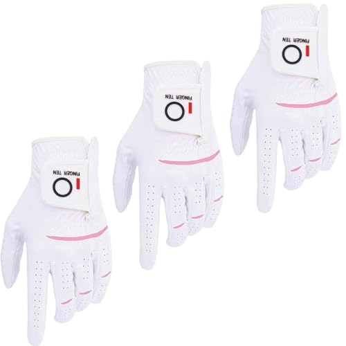 LOVMEAD Damen Damen Golf Regen Handschuhe Wert 3-Pack Linke Hand, Linke Hand Handschuhe Verbesserte nasse heiße Wetter Leistung Cool Grip (Rosa, S) von LOVMEAD