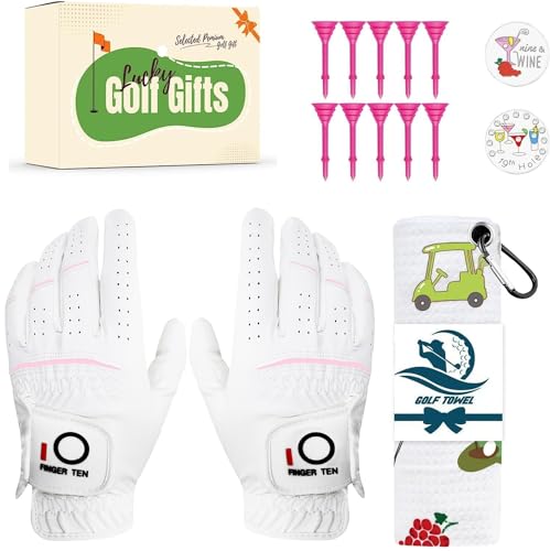 LOVMEAD Damen Golf Regen Handschuhe Paar beide Hand Nasser heißer kühler Griff mit Geschenkbox, Frauen Golf Handschuhe Weathersof Fit Small Medium Large XL (Weiß, M) von LOVMEAD