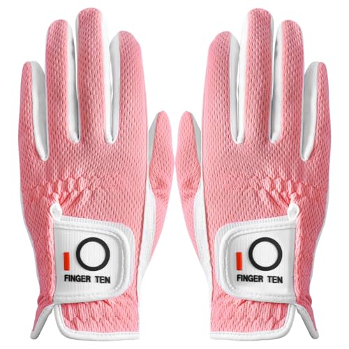 LOVMEAD Damen Golf handschuh Linke Hand Rechts Mikrofaser Regen Heiß Nass Allwetter Paar 2 Stück, Damen Golfhandschuhe Weich Flexibel Langlebig Verschleißfestigkeit Guter Grip (Rosa, M, Beidhändig) LOVMEAD Damen Golf handschuh Linke Hand Rechts Mikrofaser Regen Heiß Nass Allwetter Paar 2 Stück, Damen Golfhandschuhe Weich Flexibel Langlebig Verschleißfestigkeit Guter Grip (Rosa, M, Beidhändig) von LOVMEAD