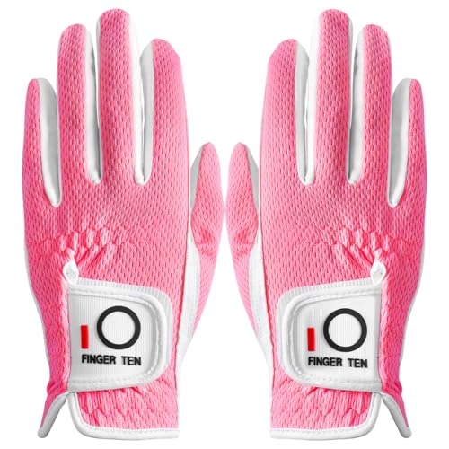 LOVMEAD Damen Golf handschuh Linke Hand Rechts Mikrofaser Regen Heiß Nass Allwetter Paar 2 Stück, Damen Golfhandschuhe Weich Flexibel Langlebig Verschleißfestigkeit Guter Grip (Rose, S, Beidhändig) LOVMEAD Damen Golf handschuh Linke Hand Rechts Mikrofaser Regen Heiß Nass Allwetter Paar 2 Stück, Damen Golfhandschuhe Weich Flexibel Langlebig Verschleißfestigkeit Guter Grip (Rose, S, Beidhändig) von LOVMEAD