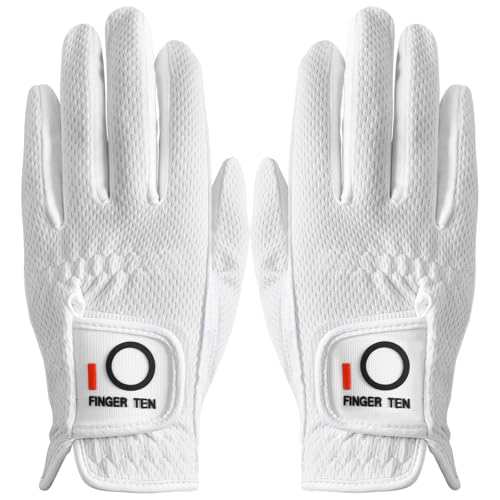 LOVMEAD Damen Golf handschuh Linke Hand Rechts Mikrofaser Regen Heiß Nass Allwetter Paar 2 Stück, Damen Golfhandschuhe Weich Flexibel Langlebig Verschleißfestigkeit Guter Grip (Weiß, L, Beidhändig) LOVMEAD Damen Golf handschuh Linke Hand Rechts Mikrofaser Regen Heiß Nass Allwetter Paar 2 Stück, Damen Golfhandschuhe Weich Flexibel Langlebig Verschleißfestigkeit Guter Grip (Weiß, L, Beidhändig) von LOVMEAD