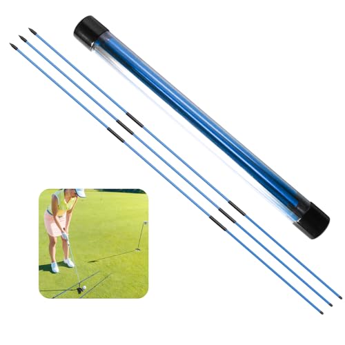 LOVMEAD Golf Alignment Stick Set Wert 2/3 Stück, Faltbare Trainingshilfe Sticks Übungshilfe Golfschwung Trainer SchwingtrainerGolfzubehör Trainingsgeräte (3 Stück Golf Sticks- Blau) von LOVMEAD