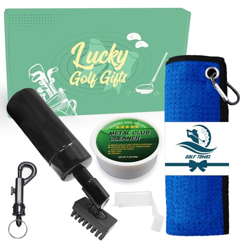 LOVMEAD Golf Club Cleaner Brush Kit mit Mikrofasertuch, Golf Eisenpolitur und ausziehbarem Clip Zubehör-Set für Männer und Frauen (Blau) von LOVMEAD