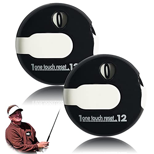 LOVMEAD Golf Score Counter Stroke mit Aufsatz Zähler Clicker 2 Pack, One Touch Reset bis zu 12 Schläge Portable Mini Clip für Golfer Handschuh Tasche Hut (Schwarz 2 Stück) von LOVMEAD